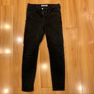 Topshop Distressed Black Skinny Jeans